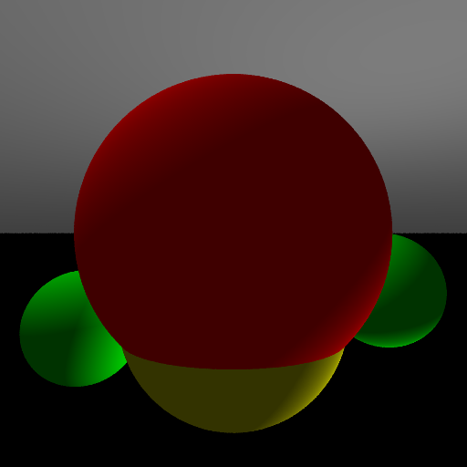 three spheres with materials